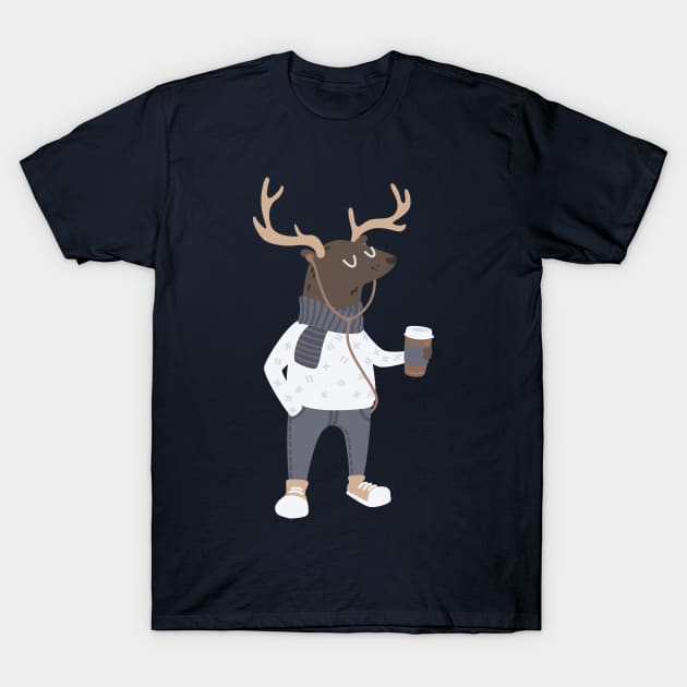 Hipster Deer T-Shirt by Brzozowska